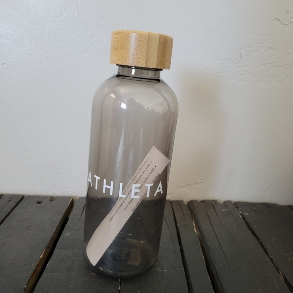 Athleta Other - Athleta NEW Water Bottle Tumbler Grey Plastic Faux Wood Lid Gym Workout Athletic